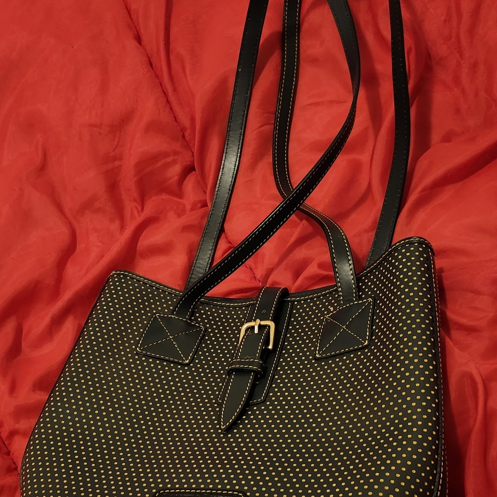 Women's Green Tote Bag with Gold Dot Accent